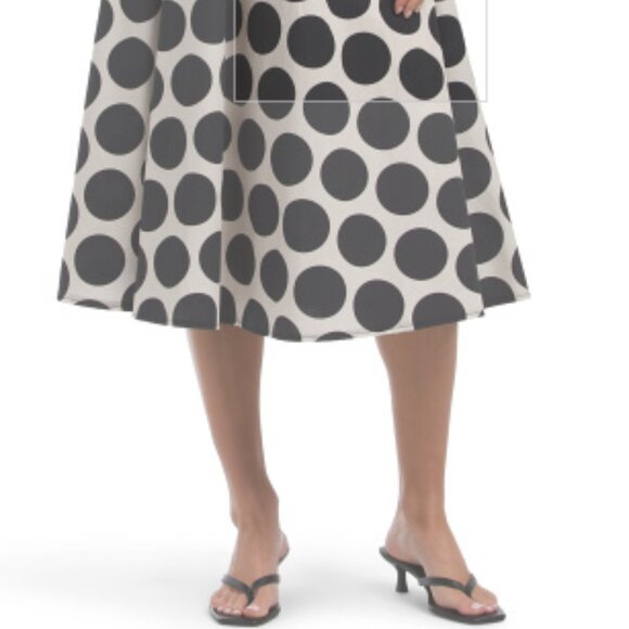 Made In Italy Puff Sleeve Polka Dot Midi Dress - Picture 2 of 6